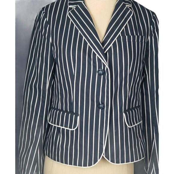Gap The Academy Navy & White Striped Blazer Jacket Women’s Size 2 - Picture 2 of 5